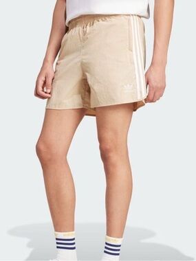 adidas Men’s Cream Athletic Shorts with White Stripes